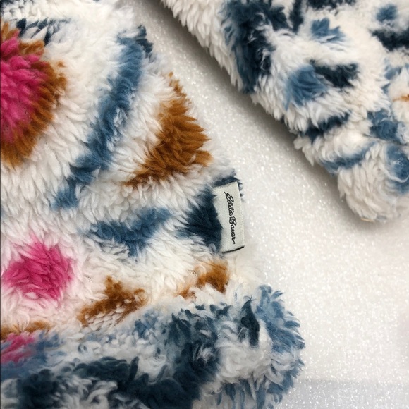 Eddie Bauer Pullover Tribal Aztec Boho Plush Teddy Fleece Size Large - Picture 6 of 10